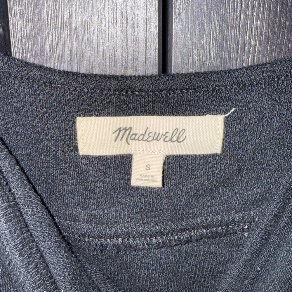Madewell Cut Out Knot Front Crop Tank Top Black - Picture 3 of 4